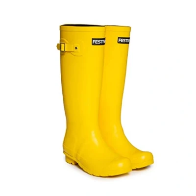 Image of Ladies Tall Rubber Wellington Boots (Yellow, UK Footwear Size System, Adult, Women, Numeric, Narrow, 5)