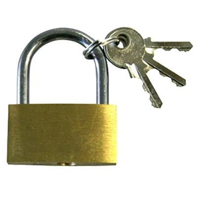 Image of com four® 2x Brass padlock outdoor Security lock with 3 keys for household and work Heavy duty