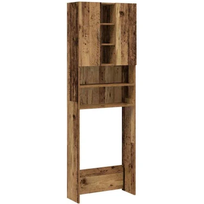 Image of vidaXL washing machine cabinet old wood bathroom laundry cupboard moisture resistant engineered storage solution versatile space saving design