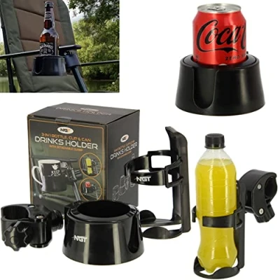 Image of NGT FISHING 3 IN 1 DRINKS CUP MUG HOLDER FOR CHAIRS CAMPING BEDCHAIRS BOTTLES CARP COARSE TACKLE
