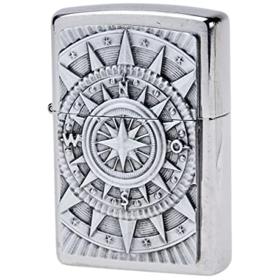 Image of Zippo Petrol Lighter, Brass, Stainless Steel Look, 1 x 6 cm