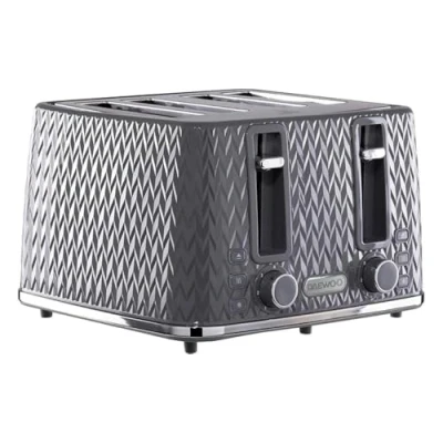 Image of Daewoo Argyle Collection, Toaster 4 Slice With Defrost, Reheat And Browning Control To Use At Your Convenience, While The Removable Crumb Tray Makes Cleaning Quick, Grey