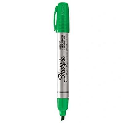 Image of Sharpie Metal Barrel Permanent Marker Small Chisel Tip Green (Box of 12)