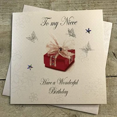Image of White Cotton Cards bd94&quot;to My Niece Have A Wonderful Birthday&quot; Handmade Birthday Card
