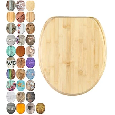 Image of Sanilo Toilet Seat, Wide Choice of Wooden Seats, Stable Hinges, Easy to Mount (Bamboo)