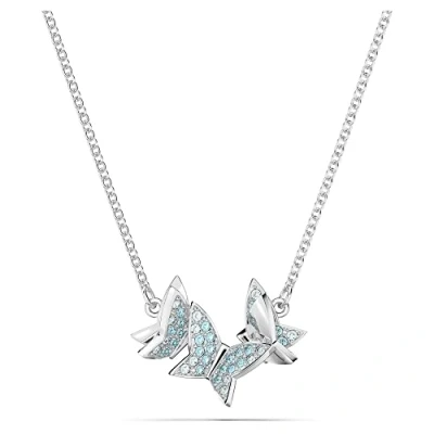 Image of Swarovski Lilia necklace, Butterfly, Blue, Rhodium plated