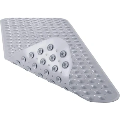 Image of Dwellton Long Bathtub Mat, PVC Non Slip Anti Mould, with Drain Holes &amp; Suction Cups, Machine Washable 100 x 40cm / 39 16 inches Shower Mat (Solid Grey, 40cm)