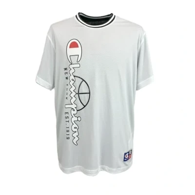 Image of Champion Men&#039;s Legacy Modern Basketball Reversible Graphic Micromesh S/S Crewneck T Shirt, Light Grey/Black, M
