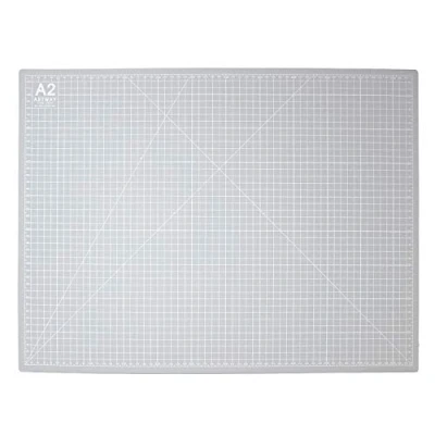 Image of Artway A2 Cutting Mat Self Healing Double Sided Grid Markings in Centimetres/Inches, White,grey