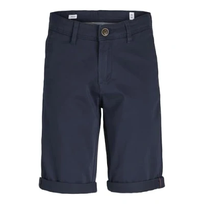 Image of Jack &amp; Jones Junior Jpstbowie Jjshorts Solid Chinos for kids, Size: 10y, Navy blazer