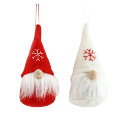 Image of Gisela Graham Red and White Santa Christmas Tree Hanging Decoration