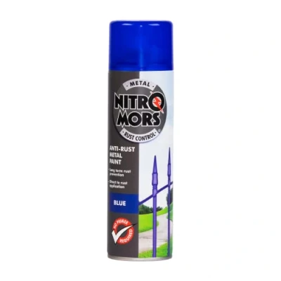 Image of Nitromors Anti Rust Smooth Metal Spray Paint, No Primer Required, Blue, 500 ml