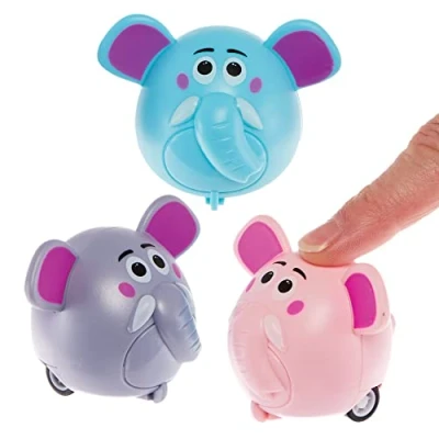 Image of Baker Ross FX826 Elephant Pull Back Racers Pack of 6, Racing Toys for Kids Party Bags
