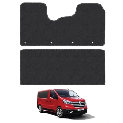 Image of Carpet Floor Mats for the Renault Trafic (2014+) [Only suitable factory crew cab van] Custom Van Accessory Tailored fit, Granulated Anti Slip Layer &amp; Black Binding
