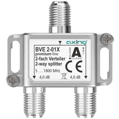 Image of Axing BVE 2 01X Way Splitter 4 dB 5 1800 MHz TV Data Internet Cable