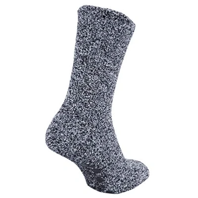 Image of FLOSO Mens Warm Slipper Socks With Rubber Non Slip Grip (Navy) Size UK 7 11