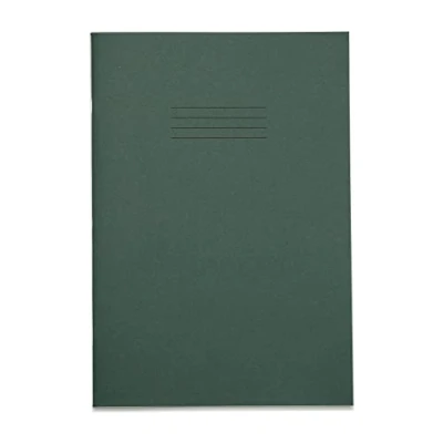 Image of Rhino A4 Exercise Books, 80 Page / 8mm Lined with Margin Paper Notebook, 10 Pack, Office &amp; School Stationery Supplies, Dark Green