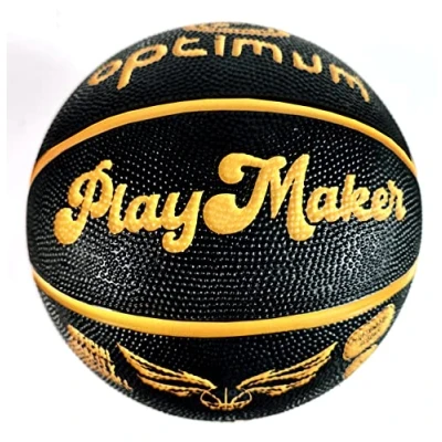 Image of Optimum Play Maker Basketball Quality Korean Rubber Balanced Weight Great Flight and Accuracy Suitable for Kids, Hours of Game Black/Gold Size 7