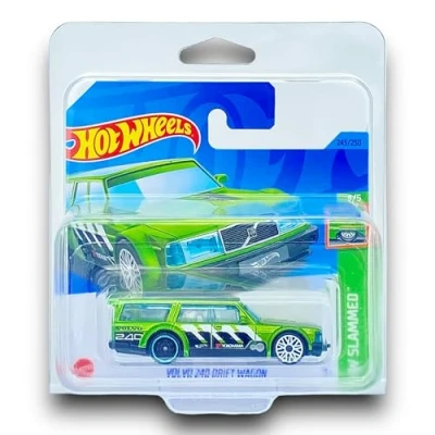 Image of Hot Wheels Volvo 240 Drift Wagon (Green &amp; Black) 4/5 HW Slammed 2023 245/250 (Short Card) COMES IN A KLAS CAR KEEPER SHORT CARD PROTECTOR CASE HKJ07