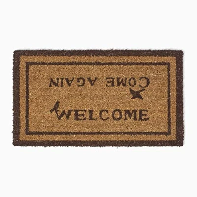 Image of HOMESCAPES Door Mat Welcome Come Again 40 x 70 cm 100% Natural Coir Indoor and Outdoor Doormat