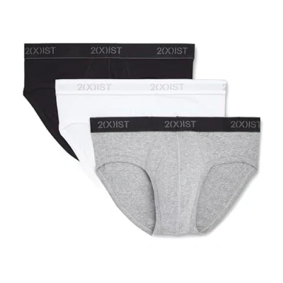 Image of 2(X)IST Men&#039;s Essential Cotton Contour Pouch Brief 3 Pack, White/Black/Grey Heather, S