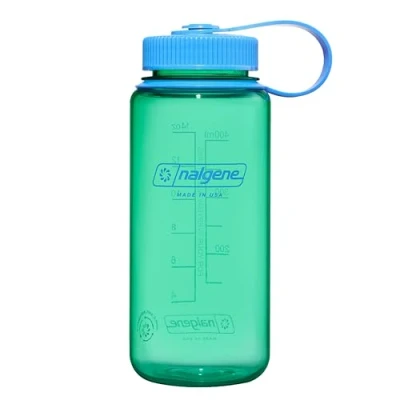 Image of Nalgene Water Bottle Lightweight Sustain Tritan BPA Free Shatterproof for Backpacking, Hiking, Gym, 16 OZ, Wide Mouth, Pastel Green