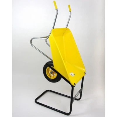 Image of worldstores picador plastic wheelbarrow yellow 85 litre capacity pneumatic wheel