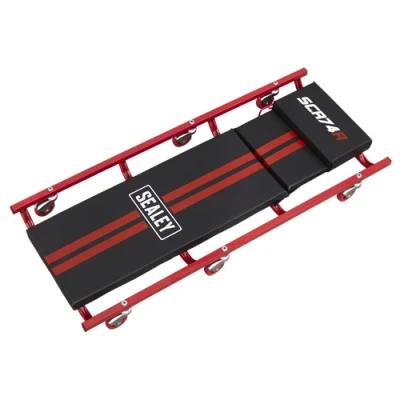 Image of Sealey Creeper 40&quot; with Steel Frame, 6 Wheels &amp; Adjustable Headrest Deluxe American Style