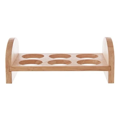 Image of Premier Housewares 6 Hole Egg Rack, Rubber Wood, Natural,H7 x W17 D10cm
