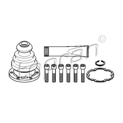 Image of 3B0498201 CV Boot TOPRAN 108 213 115mm Rubber Front Axle Left, Right, transmission sided AUDI: A4 B5 Avant, Saloon