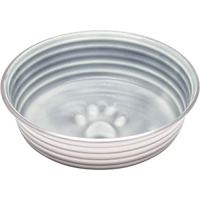 Image of Loving Pets Le Bol Glazed Interior Stainless Steel Dog Bowl Non Slip Dishwasher Safe Durable Pet Dish Parisian Grey Large (1.4 Litre)