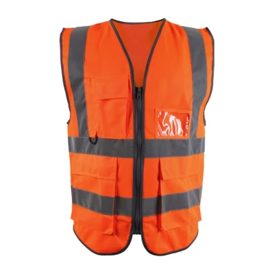 Image of Blackrock Orange Premium Hi Vis Vest with Pockets, ID Pouch &amp; Key Loop, Mens Womens Reflective High Vests Pockets Secure Zip, Safety Security Clothing, Fully EN Certified Size Small