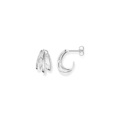 Image of THOMAS SABO Women Hoop earrings wave with white stones 925 Sterling Silver H2231 051 14