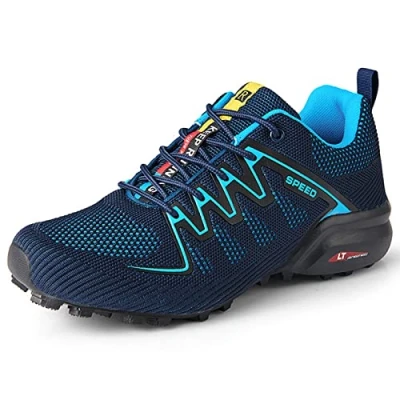 Image of KUXUAN Cycling Shoes Men Peloton Shoe Road Bike Mtb Shoes,Non slip and Breathable Casual Shoes,Blue 44 EU