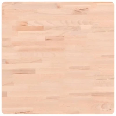 Image of vidaXL Square Solid Beech Wood Replacement Table Top Versatile Wooden for Coffee or DIY Furniture Project, Rounded Corners, Natural Grain, Easy To Clean Brown, 60 x 2.5 cm