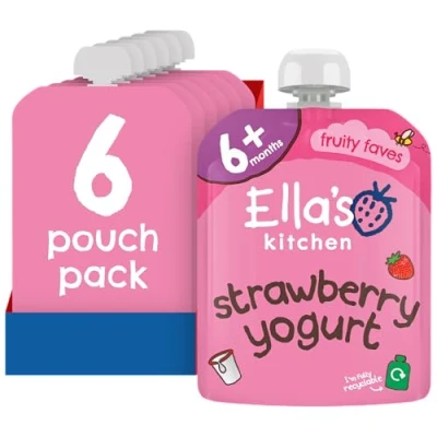 Image of Ella&#039;s Kitchen Greek Yoghurt and Strawberries 90 g (Pack of 6)