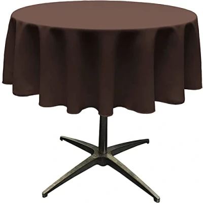 Image of LA Linen Polyester Poplin Round Tablecloth, 58&quot;&quot;, Brown, TCpop58R_BrownP22