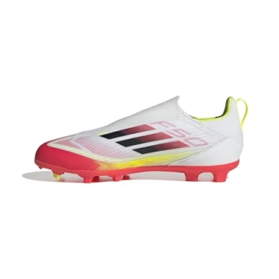 Image of adidas F50 League Laceless Football Boots FG/MG Kids, Cloud White/Core Black/Solar Yellow, 10.5 UK Child