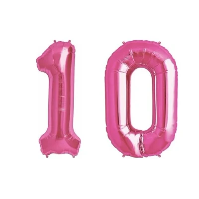 Image of Pink Number 10 Large Helium Foil Balloon Birthday Party Wedding Anniversary Decoration 101cm