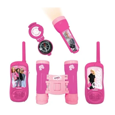 Image of Lexibook, Barbie, Adventurer set for Children, Walkie Talkies 120m, Binoculars, Compass, Torchlight, Pink, RPTW12BB