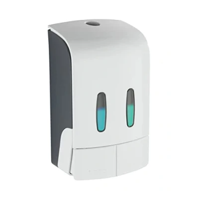 Image of WENKO 2, tartas White, soap Disinfectant Dispenser, Capacity per Chamber: 480 ml, 0.96 l, 14,5 x 24 9 cm