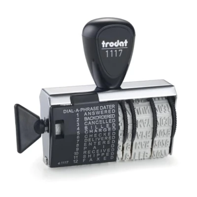 Image of Trodat Classic Line1117 Dial a Phrase Rubber Stamp Dater, 1117