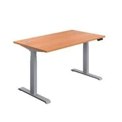 Image of Economy Sit Stand Desk 1400 X 800 Beech Silver
