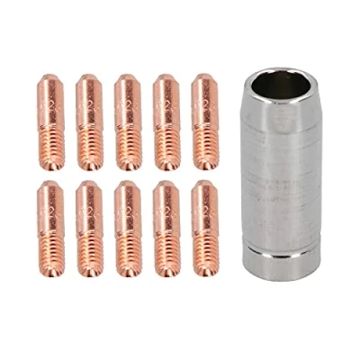 Image of 0.6mm Mini Contact Tips 10pk &amp; Shroud Hobby Welding Torch Welder MIG Gas