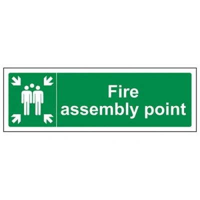 Image of VSafety Fire Assembly Point Sign Landscape 300mm x 100mm 1mm Rigid Plastic