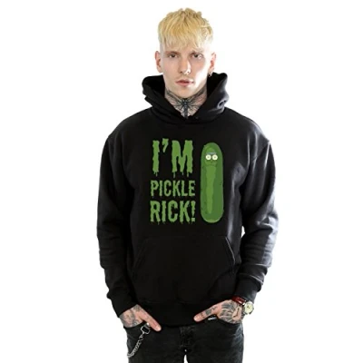Image of Absolute Cult Men&#039;s Rick and Morty I&#039;m Pickle Hoodie Large Black