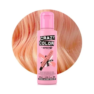 Image of Crazy Color Vibrant Peachy Coral Semi Permanent Hair Dye. Highly Pigmented Pinky Peach Conditioning &amp; Oil Nourishing Vegan Formula No Bleach or Ammonia 100ml