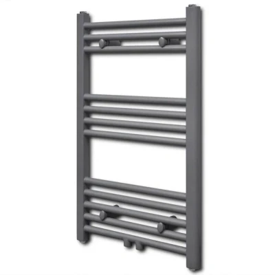 Image of vidaXL Grey Bathroom Central Heating Towel Rail Radiator Straight 500x764mm