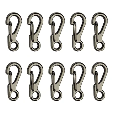 Image of Temlum 2.5 cm Tiny Carabiner Clip, Aluminum Keyring Clips Snap Hook Small for Keys, Backpack, Fishing, Camping, Outdoor (Grey, 10pcs)