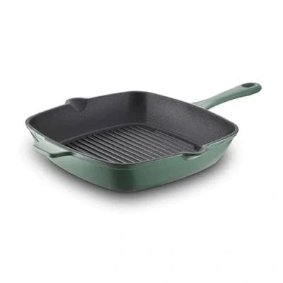 Image of Barbary &amp; Oak Foundry 26cm Cast Iron Grill Pan Verdigris Green